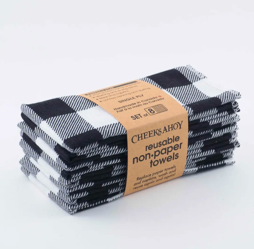 Cheeks Ahoy Unpaper Towels Black + White Plaid