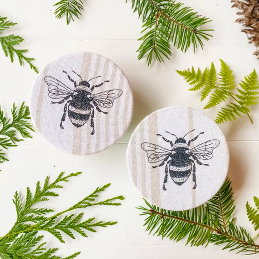 Cloth Mason Jar Cover Set - Bees