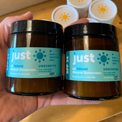Just Sun SPF30 Unscented Body Sunscreen Refillable Glass Jar
