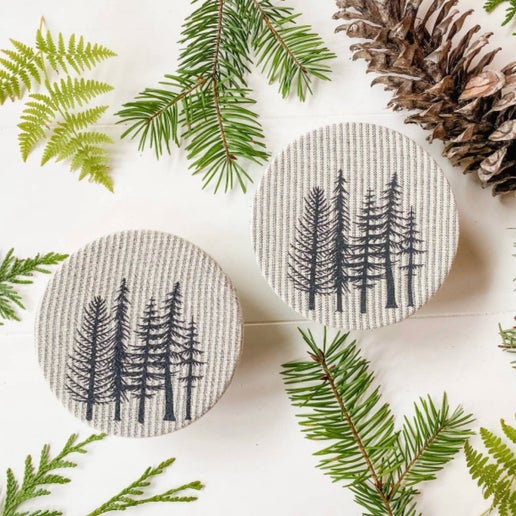 Cloth Mason Jar Cover Set - Trees