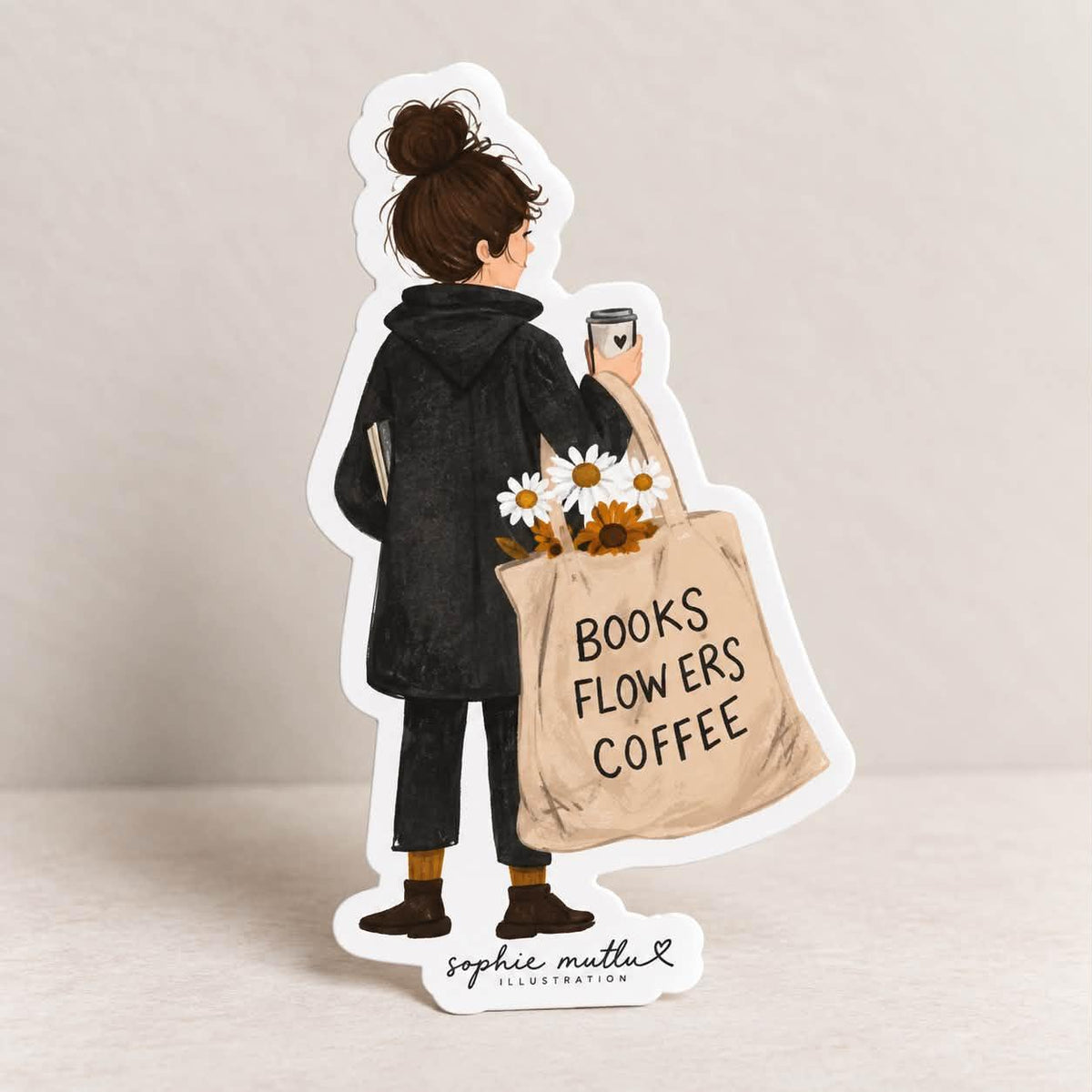 Books Flowers Coffee Sticker