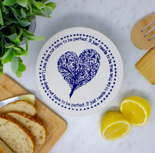 Cloth Bowl Cover Small Navy Heart